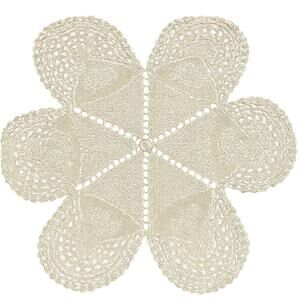 Vintage Large Crochet Doily Table Cover 32"‎ Flower Design Round Beige